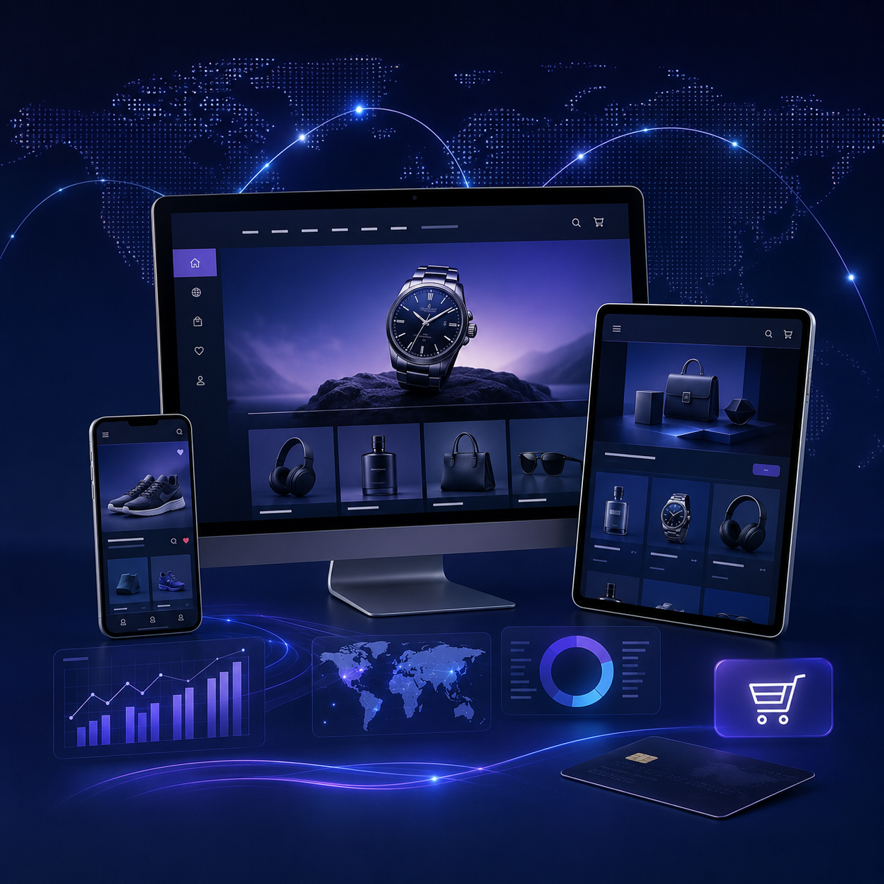 Global ecommerce store development across desktop tablet and mobile