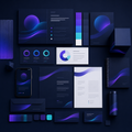 Pixora Web visual identity system with brand colors and digital applications